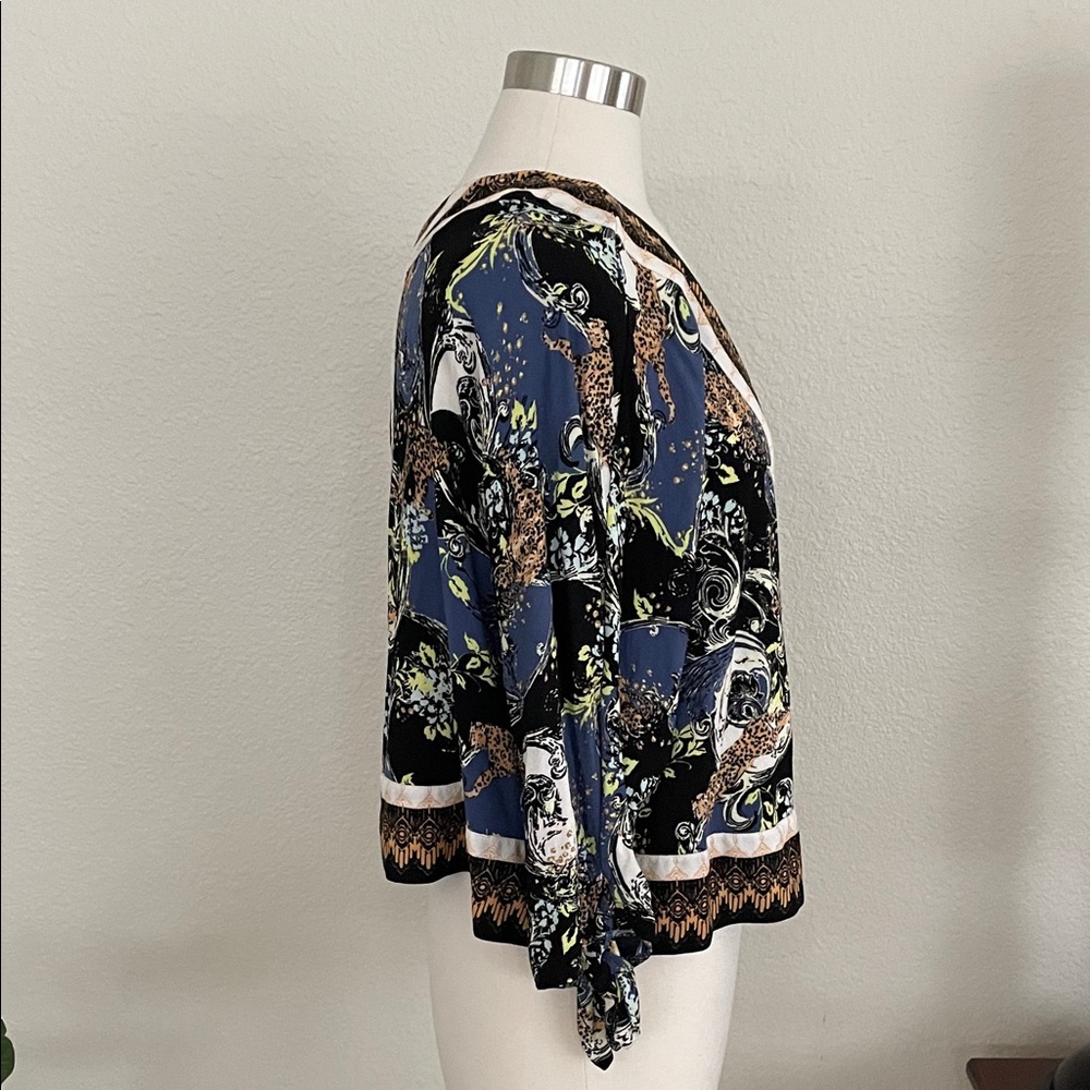Free People Black and Gold Patterned Blouse - Picture 4 of 6